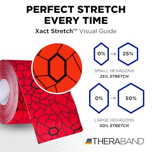 THERABAND Kinesiology Tape, Knee, 2 Inch x 16.4 Foot Roll, Hot Red/Black - color: Hot Red/Black, size: 2" x 16.4, style: 1 Roll