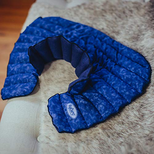 Weighted Microwavable Neck and Shoulder Wrap – Moist Heat Pack for Stiffness, Arthritis, Bursitis, Pain Relief & Relaxation – Natural Home Remedy - color: Blue