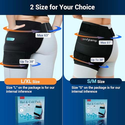 Comfytemp Hip Ice Pack Wrap for Sciatica Pain Relief, Black (L/XL/2XL) - color: Midnight Black, size: Large/X-Large/2X-Large