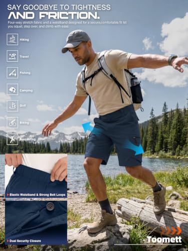Toomett Mens Hiking Cargo Shorts - color: Blue, size: 29