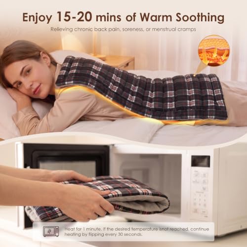 Extra Large Microwave Heating Pad for Back, 24.4 X 14.17 Tartan Black - color: Heat Pad07 -Tartan Black