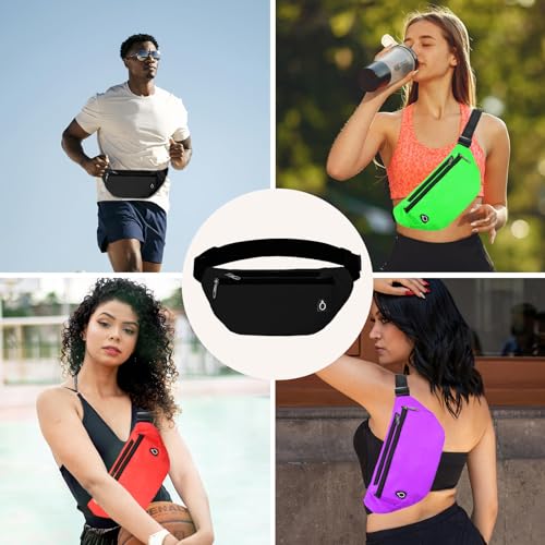 Fanny Pack for Women Men,Crossbody Water Resistant Sports Waist Bag Pack - color: 2pack-black/black