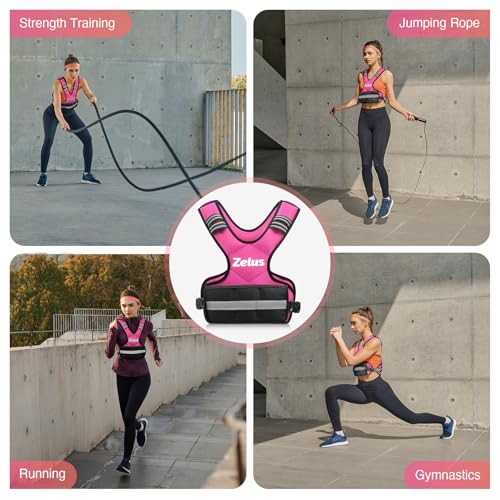 ZELUS Weighted Vest for Men Women,Adjustable 4-32lb Vest, Removable Weights - color: Pink, size: 4-10 lb.