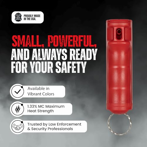 Police Magnum Keychain Pepper Spray Flip Top Safety 2 Pack 1/2oz - Maximum Heat Strength OC with Dye - Tactical Small Compact Case Holder - for Women & Men's Self Defense - Made in The USA - color: RED