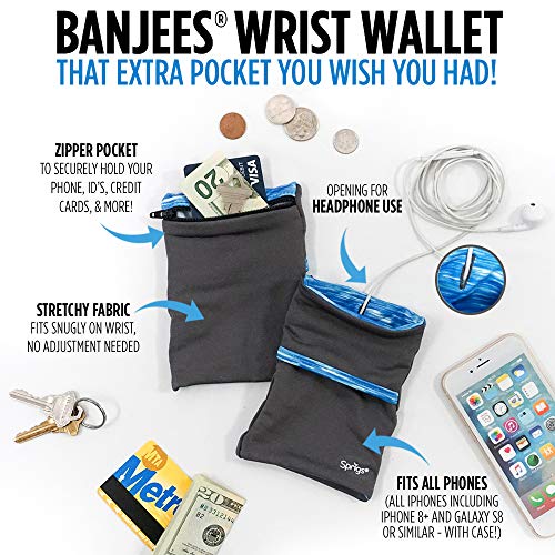Sprigs Wrist Wallet Running Wristband Pocket for Keys Cards Cash ID Phone - color: Black Tile Camo
