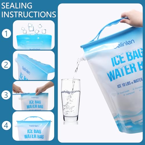 6 Pack Reusable Ice Bags for Cooler 5lb / 10lb Cooler Ice Cube Bag - size: 10lb/6Pack