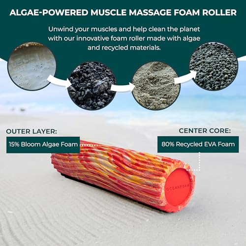 Oceanfoam Tidal Foam Roller for Exercise (Red, Gold & Natural Marbled) - color: Red, Gold & Natural Marbled