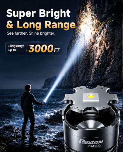 PHIXTON Super Bright Flashlight High Lumen 100000 USB C Rechargeable 2 Pack - size: 2 Pack