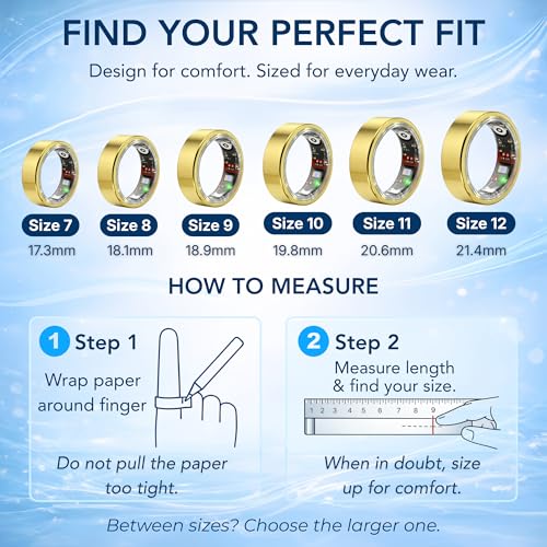 Smart Ring Fitness Tracker for Men & Women with Sleep, Heart Rate & SpO2 - color: Gold, size: 10