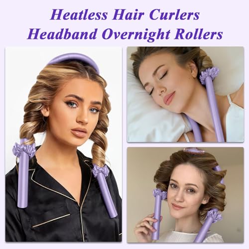 Rods Curlers Set Foam Hair Curlers for Short and Long Hair, No Heat Foam Rollers(Purple) - color: Purple