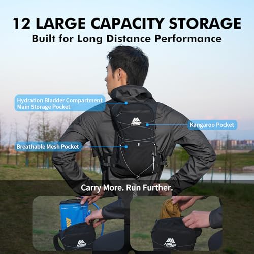 AONIJIE 12L Running Hydration Vest for Men Women 2 Pcs 500ml Soft Flask