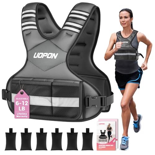 Adjustable Weighted Vest Women, 6-12 Lb Ruck Vest with 6 Ironsand weights - color: Gray, size: 6-12 Lbs