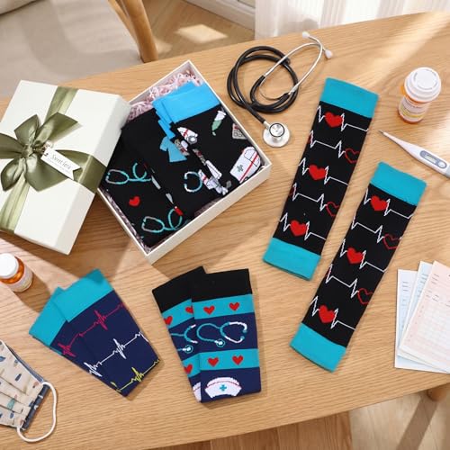 Hercicy 6 Pairs Nurse Calf Compression Sleeve Thank You Gift, Bright - style: Bright