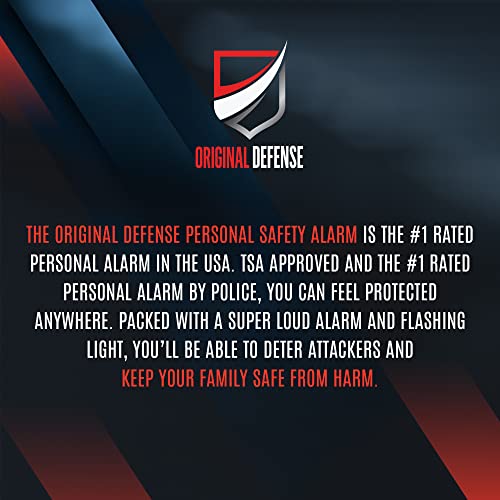 Original Defense® Siren Self-Defense Alarm - 130 dB Keychain Alarm with LED Strobe Light for Women, Children, and Elderly - Police Recommended - (Black, 1 Count) - color: Black