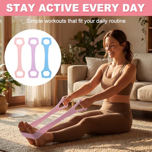 3 Pcs Figure 8 Fitness Resistance Band, Back Training Elastic Rope