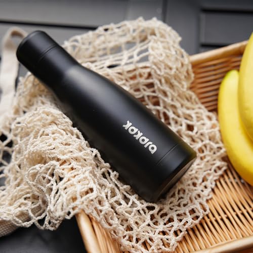 BJPKPK 17oz Skinny Insulated Water Bottle, Stainless Steel Flask - color: Midnight Black, size: 17 Ounces