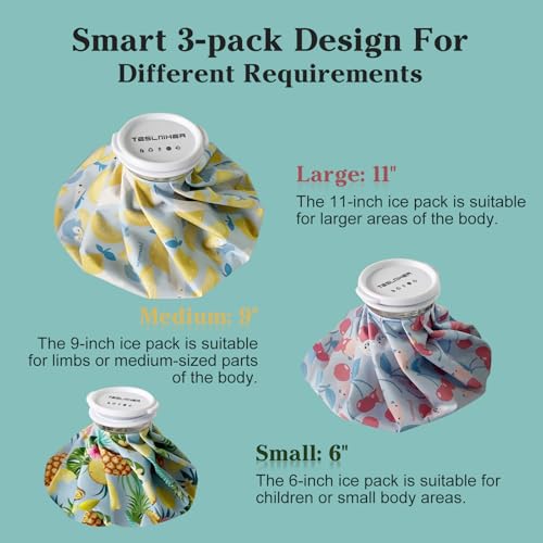 Ice Pack Bags for Injuries Reusable 3 Packs, Ice Bag Cold Pack Water Bag Hot Bag for Pain Relief, Leak-Proof Elastic Ice Bags - style: Set 3