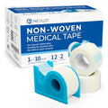 LotFancy Paper Medical Tape, 12 Rolls 1inch x 10Yards, Surgical Tape for Wound Dressing Care, Latex-Free & Hypoallergenic Soft First Aid Tape, 2 Dispensers Included - size: 1 Inch x 10 Yard (12 Pack + 2 Dispensers)