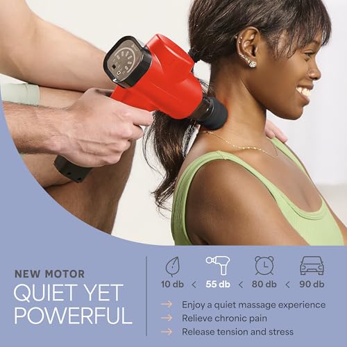 Lifepro Sonic Massage Gun Percussion Muscle Massager, 8 Heads & 5 Speeds - color: Red, size: Standard
