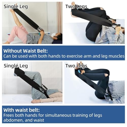 Leg Lifter Strap & Stretching Aid for Stroke Recovery, Hands-Free Physical Therapy Band for Elderly & Bedridden, Leg Rehabilitation Equipment for Knee Hip Surgery & Foot Drop (1 Foot) - color: 1 Foot