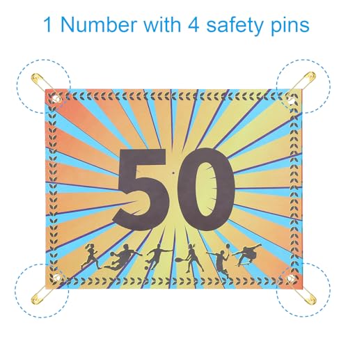 PATIKIL Tearproof Running Bib Numbers, Wheat Ears Waterproof Race Competitor Numbers with Safety Pin for Marathon Sports Game Competition Runner - style: 1-50