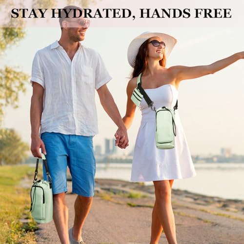 Insulated Water Bottle Carrier with Adjustable Strap - 25/32/40 oz Water Bottle Crossbody Bag with Small Purse for Hiking, Gym, Travel - color: Turquoise