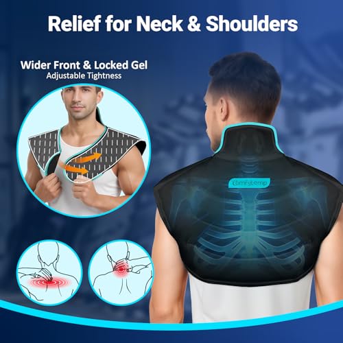 Comfytemp Large Ice Pack for Neck Shoulders Upper Back Pain Relief, Black - color: Black, size: Large