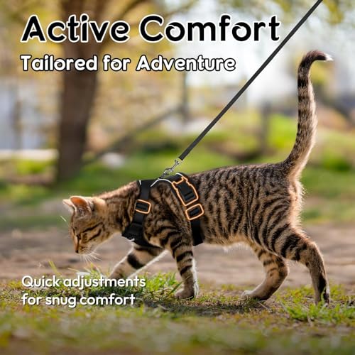 Dooradar Cat Harness and Leash Set, Adjustable and Escape Proof, M - color: Black, size: M