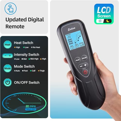Leg Massager with Air Compression & Heat, Calf & Foot Massager for Circulation and Pain, Compression Boots with Video Wearing Guide, Update Controller with 6 Modes & 3 Heating Levels, Gift for Mom