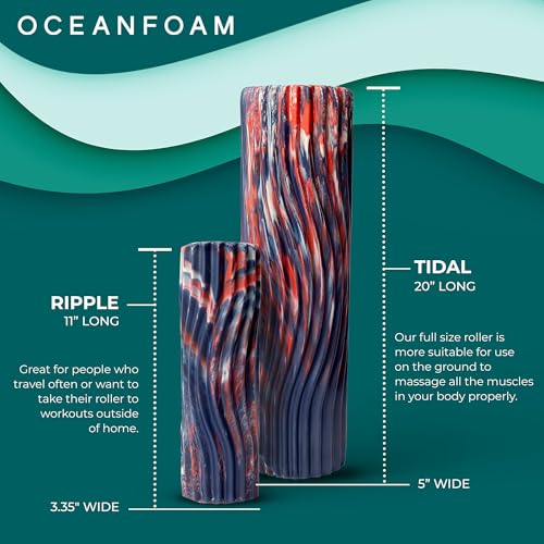 Oceanfoam Tidal Exercise Foam Roller (Red, Dark Navy & Natural Marbled) - color: Red, Dark Navy & Natural Marbled