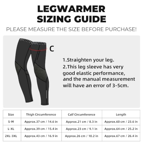 ROCKBROS Cycling Leg Warmers Thermal Long Leg Sleeves for Men Women - size: XX-Large/XXX-Large