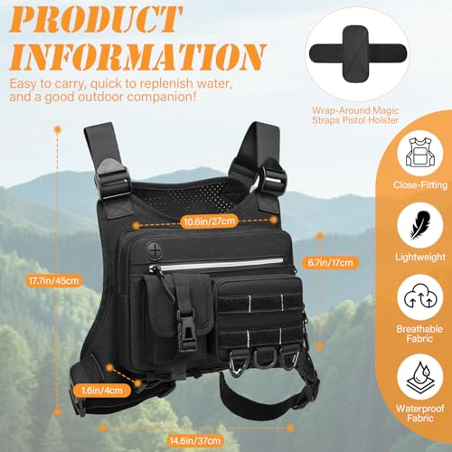 HAMBOLY Chest Bag for Men and Women, Tactical Running Chest Pack with Pistol Holster - color: Black