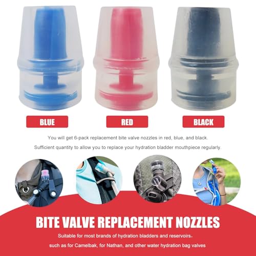 Silicone Bite Valve Replacement Nozzles/Sheath Suitable for Most Brands of Hydration Bladders and Reservoirs, for Osprey/Camelbak/Nathan -6 Pack