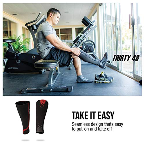 Thirty48 Graduated Calf Compression Sleeves 15-20 OR 20-30 mmHg | Maximize Fast Recovery by Increasing Oxygen to Muscles - color: [2 Pairs] Pink, size: Small