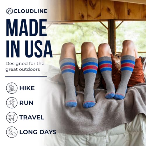 CloudLine - Merino Wool Graduated Compression Socks for Men and Women - Ultralight, Moisture Wicking, Made in USA - 1 Pair - color: Grey, size: X-Large