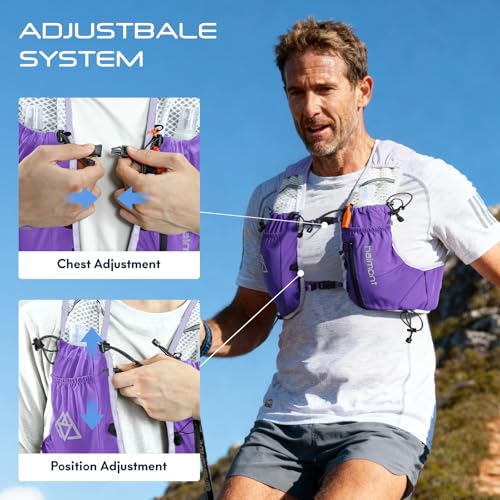 Haimont 10L Trail Running Hydration Vest with Soft Flasks - color: Purple, size: Large