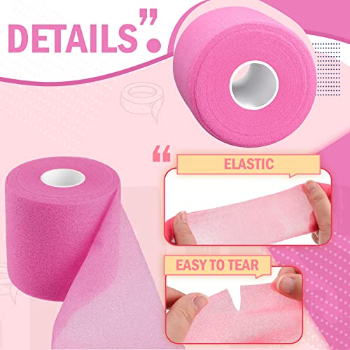 BBTO 3 Rolls Pre Wrap Tape 2.75 Inch x 90 Yards Athletic Foam Underwrap Sports Pre Headbands for Hair Ankle Wrists Knees Sports(Pink) - color: Pink