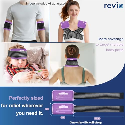 REVIX Ice Packs for Injuries Reusable, 2 Pack Hot & Cold Gel Ice Packs - color: Purple, size: Medium 10 x 5 Inch