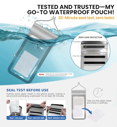 HiRui Waterproof Phone Pouch, Silver, Large - color: Silver, size: Large