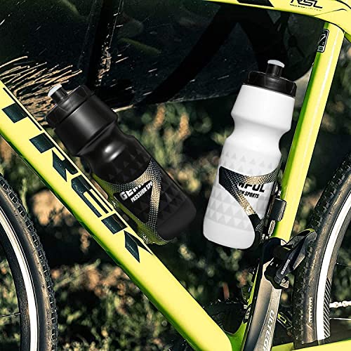 GEMFUL Water Bottle Biking BPA Free 24 Ounce 2 Pack - color: Black+White