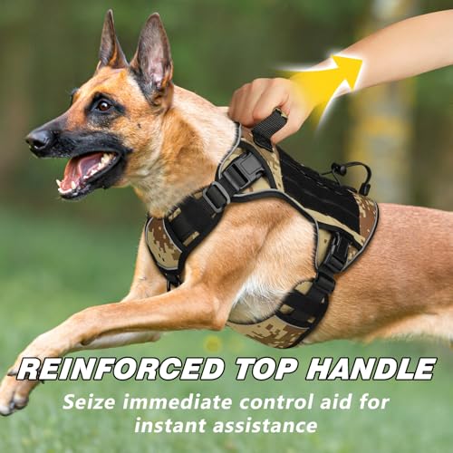 WINGOIN Tactical Dog Harness for Large Dogs,Heavy Duty No Pull Dog Harness - color: Camo, size: X-Large: 70-120 lbs (Chest:29-39",Neck:21-26")