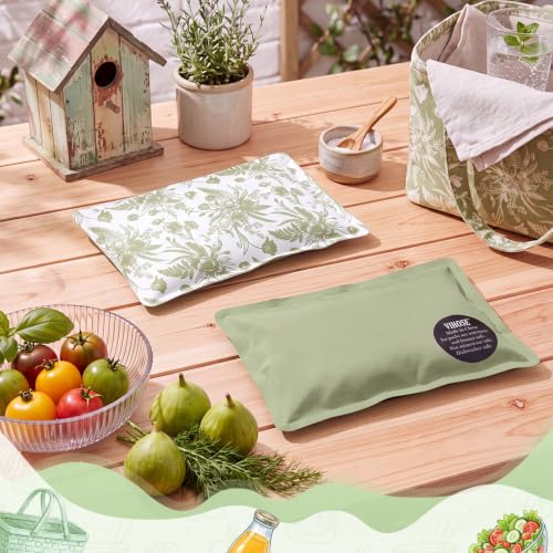 VIHOSE 2 Pcs Ice Packs for Lunch Box Bag - color: Green, style: Floral