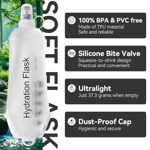 500ml Soft Flask, Shrink As You Drink Collapsible Water Bottles for Running Vest & Hydration Pack, BPA-Free Leak-Proof TPU Folding Bottle for Hiking Cycling Climbing Jogging-White - color: 1PCS White