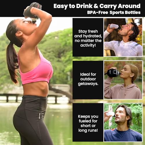 Runtasty 10 oz BPA-Free Water Bottles – 2-Pack Replacement for the Winner’s Hydration Belt, Push-Pull Caps, Spill-Proof Design, Fully Compatible with Most Fuel Belts for Running, Hiking & Cycling