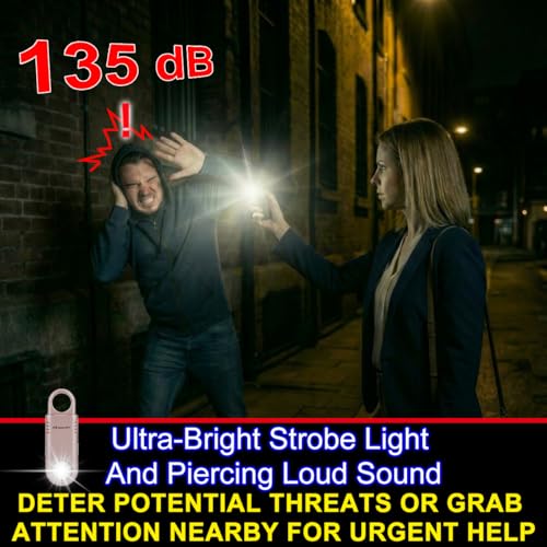 135dB Rechargeable Personal Alarm with Ultra Bright Flashlight - color: Gold, style: Rechargeable & Built-in Flashlight