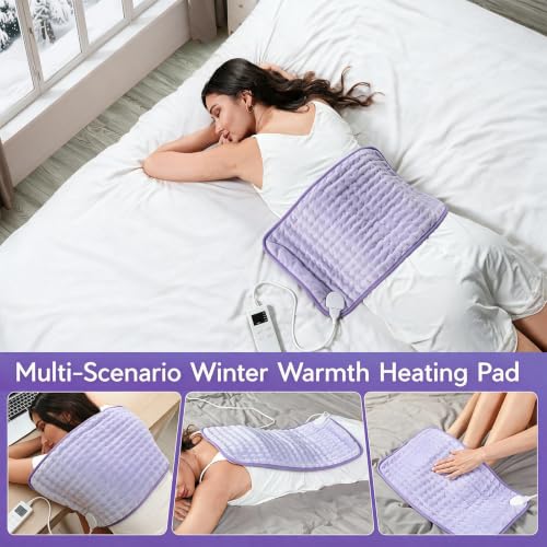 Electric Heating Pad for Back & Period, 6 Heat Settings Auto Off - color: Light Purple, size: 12'' x 24''