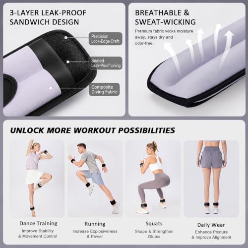 Ankle Wrist Weights for Women&Men1Lb/2Lb-of 2 Small Size-Arm Leg Weight Set - color: Purple, size: 1lb x2