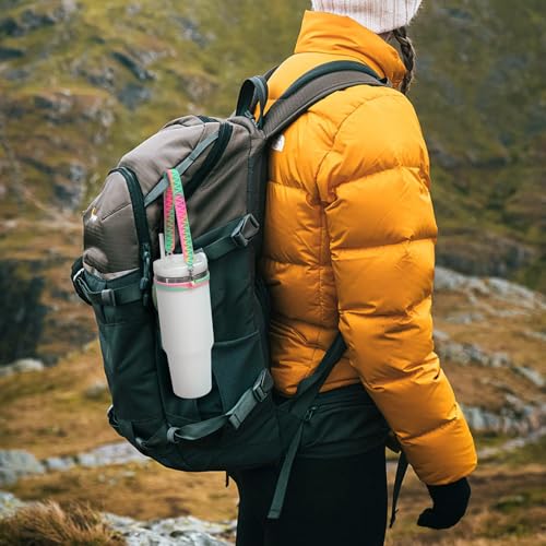 Water Bottle Handle, Silicone Water Bottle Sling, Carrier, Holder with Strap, Fits Most 8-40oz Bottles Stanley Cup Accessories - color: Pink-Yellow-Green