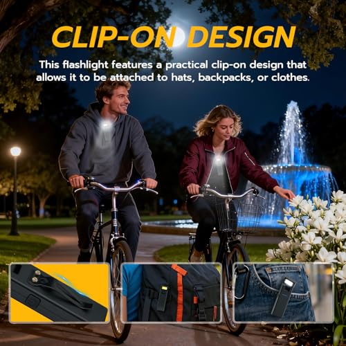 Mcbazel 2 Pack Magnetic Work Light, Rotating Rechargeable Portable LED COB Light with Clip-On Design, 3 Lighting Modes Flashlight for Car Repair, Camping, Work and Emergency