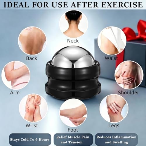 Massage Ice Roller Ball, Roller for Muscles Deep Tissue Cold & Heat Therapy - color: Black-02